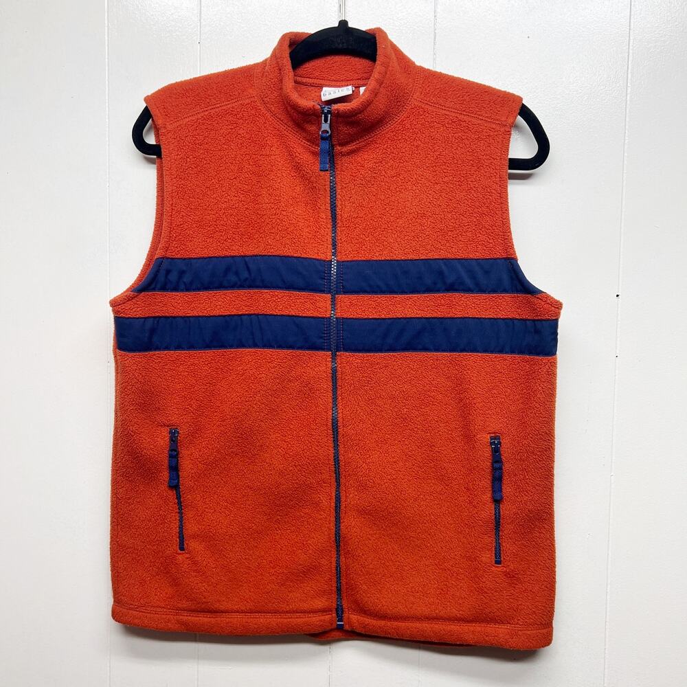 TKS Vintage Boys Fleece Full Zip Orange Vest Size M (10/12) Zip Pockets